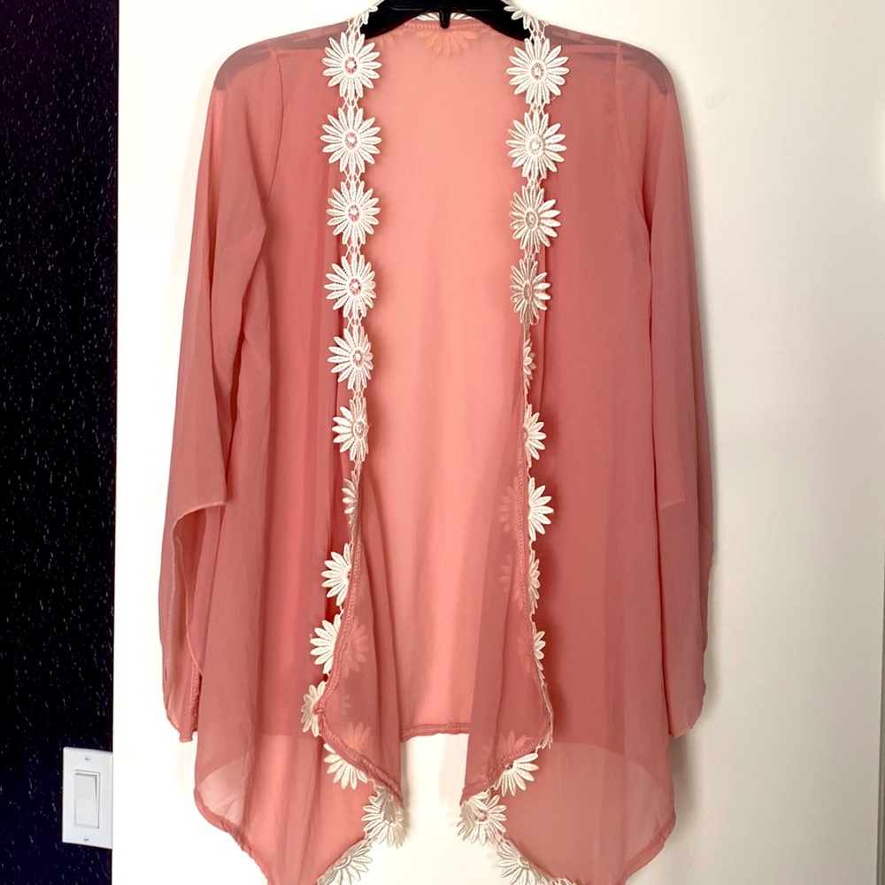 Pink & White Daisy Kimono/cover up